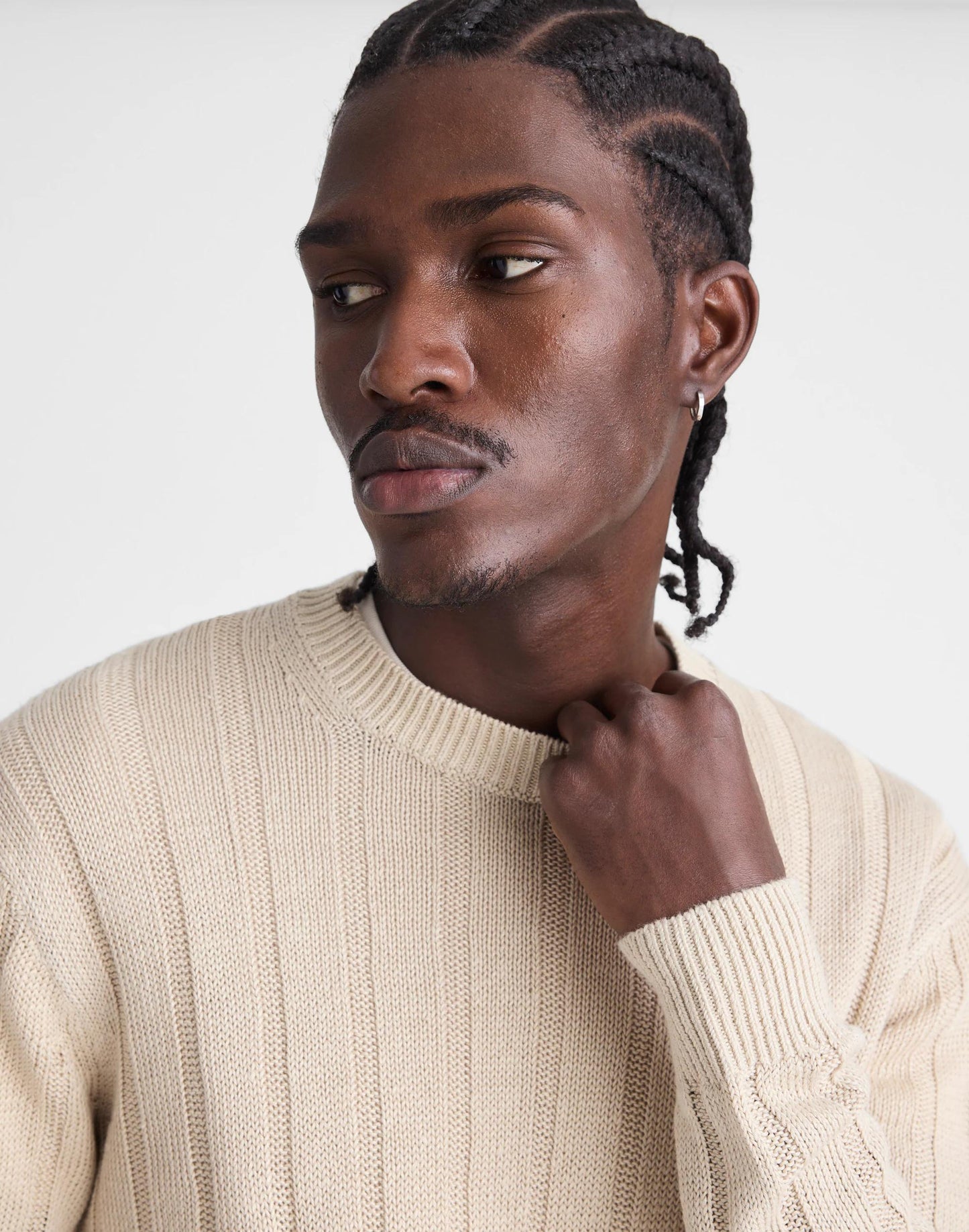 Crewneck Sweater in DuneRib Linen Natural | Madewell