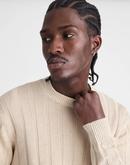 Crewneck Sweater in DuneRib Linen Natural | Madewell