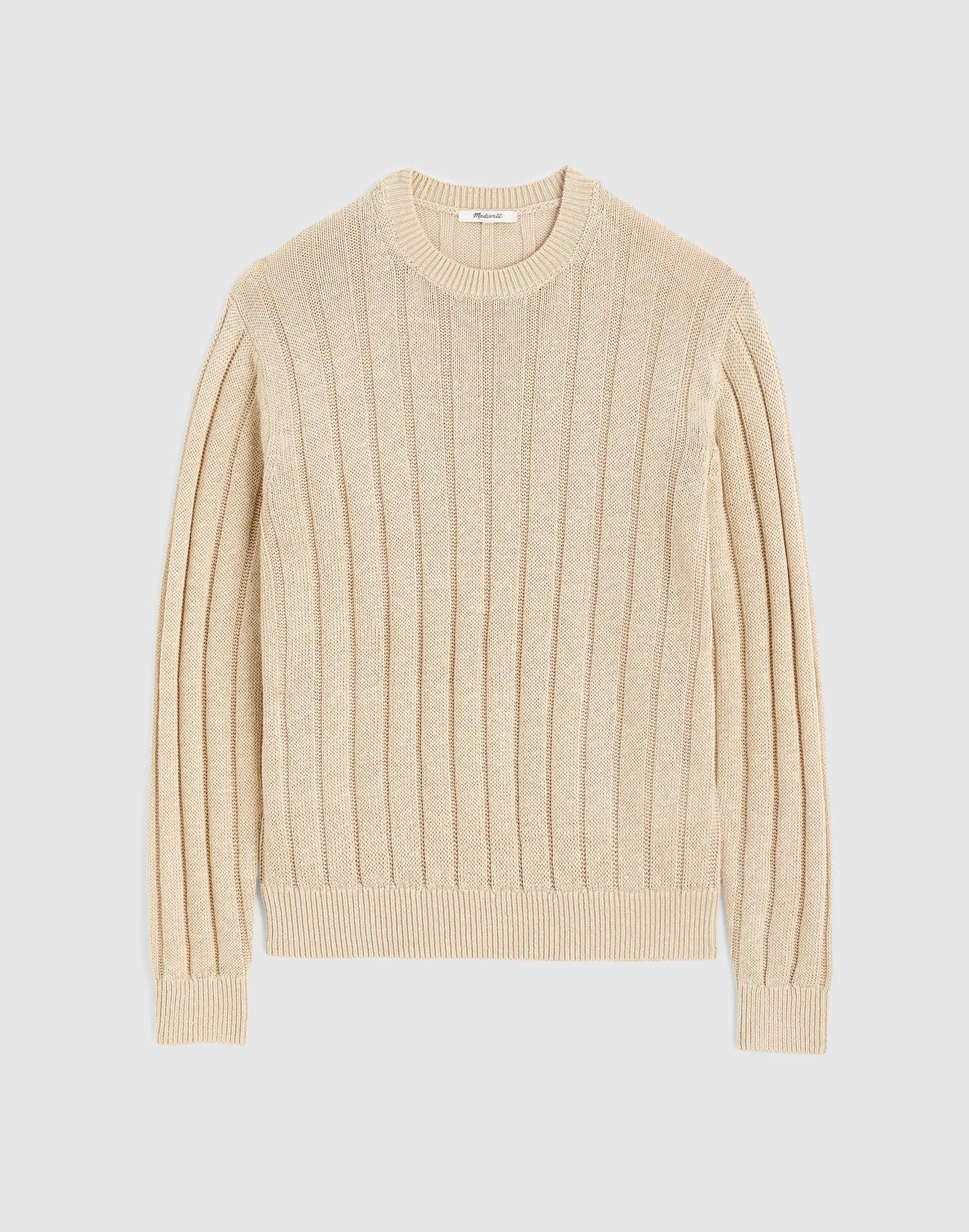 Crewneck Sweater in DuneRib Linen Natural | Madewell
