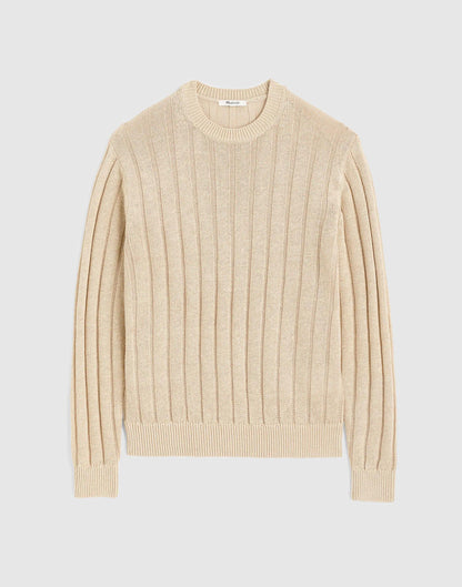 Crewneck Sweater in DuneRib Linen Natural | Madewell