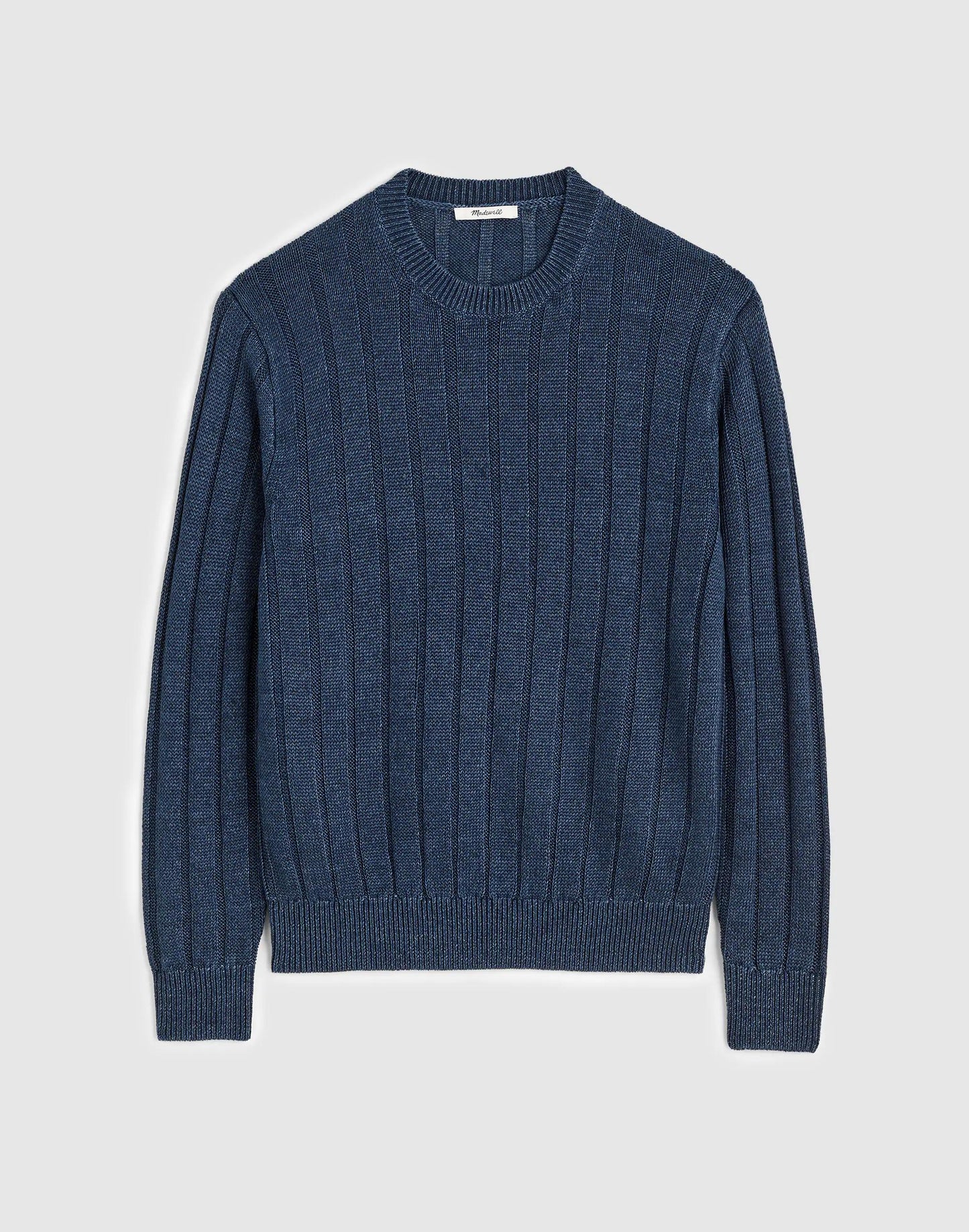 Crewneck Sweater in DuneRib Linen Deep Navy | Madewell