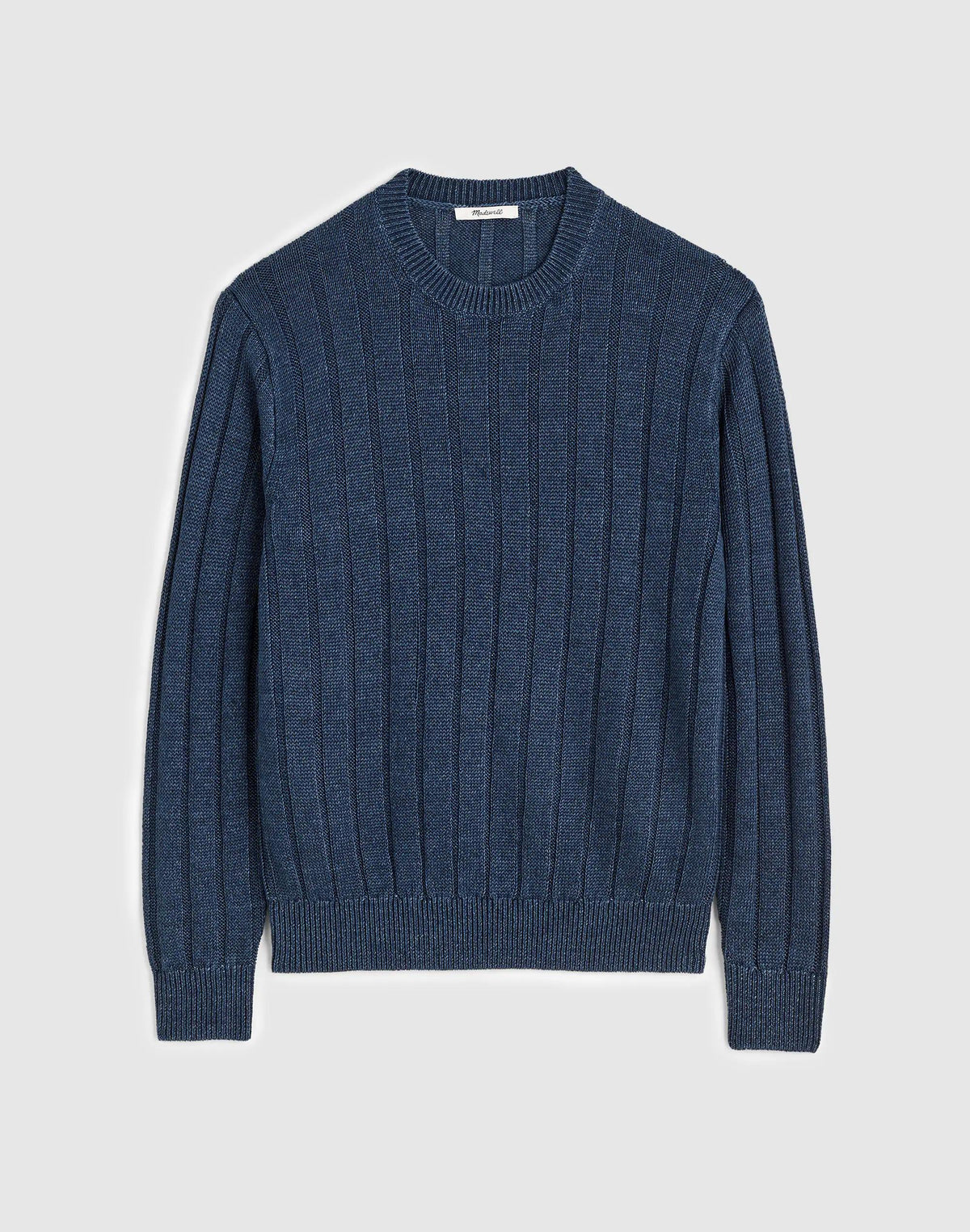 Crewneck Sweater in DuneRib Linen Deep Navy | Madewell