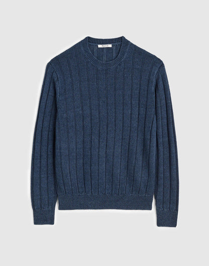 Crewneck Sweater in DuneRib Linen Deep Navy | Madewell
