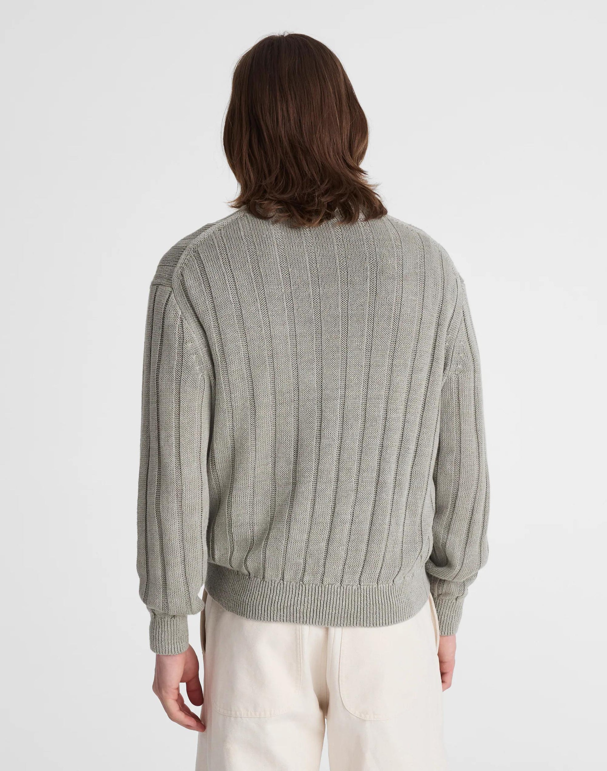 Crewneck Sweater in DuneRib Linen Light Sage | Madewell