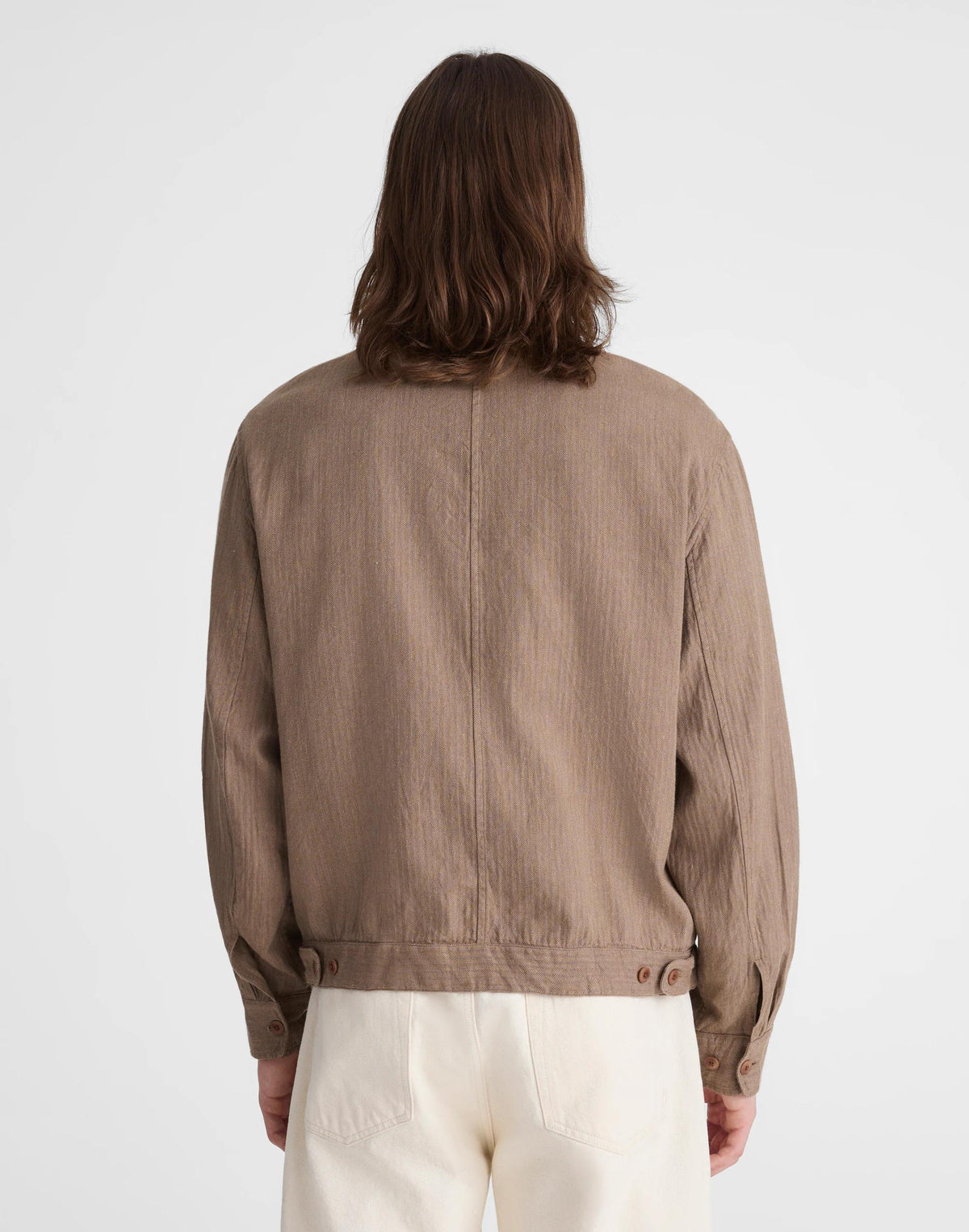 Zip-Front Jacket in Herringbone Cotton-Linen Blend Light Mauve | Madewell