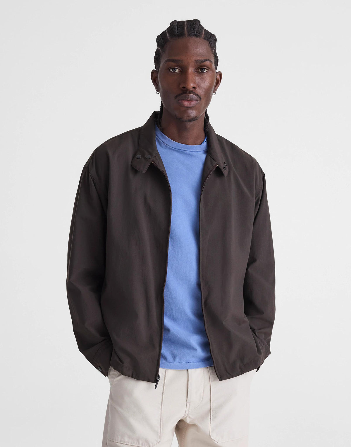 Harrington Jacket in Nylon Dark Brown | Madewell