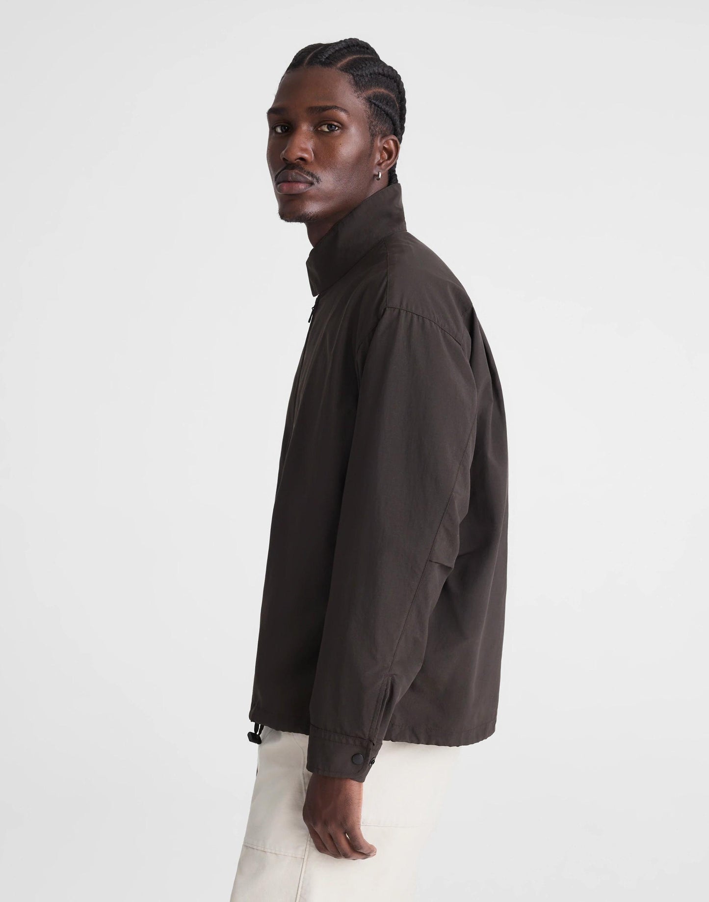 Harrington Jacket in Nylon Dark Brown | Madewell