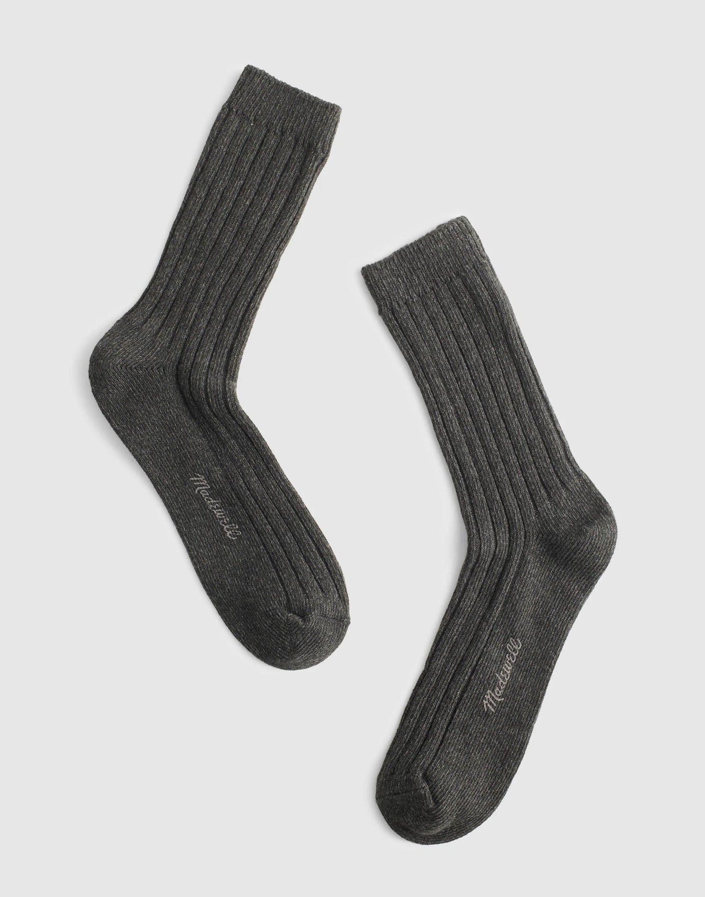 Ribbed Crew Socks in Cotton Hthr Dark Grey | Madewell