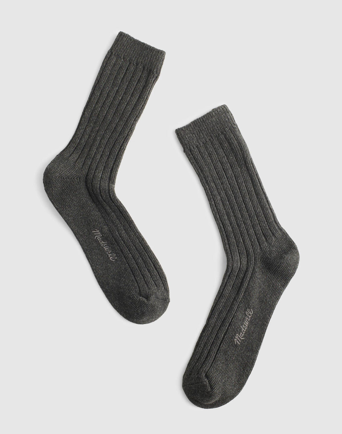 Ribbed Crew Socks in Cotton Hthr Dark Grey | Madewell