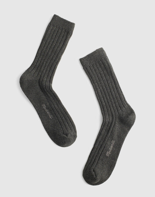 Ribbed Crew Socks in Cotton Hthr Dark Grey | Madewell