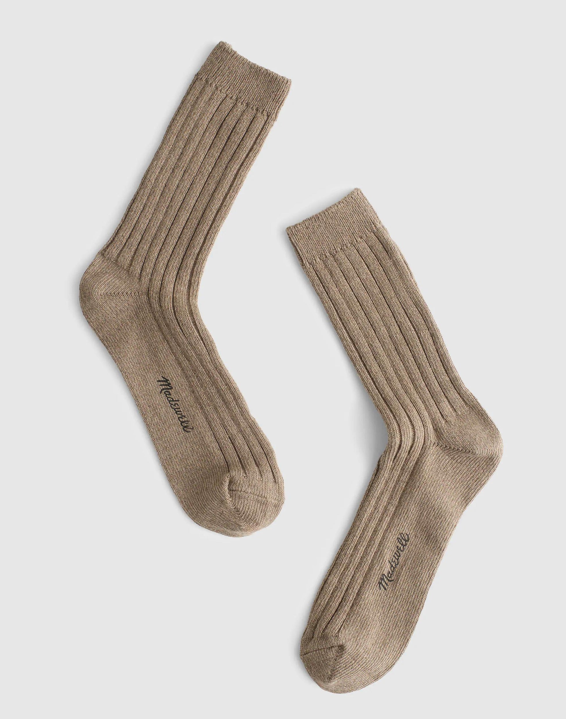 Ribbed Crew Socks in Cotton Heather Grey | Madewell