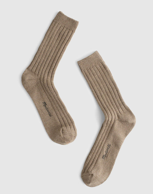 Ribbed Crew Socks in Cotton Heather Grey | Madewell