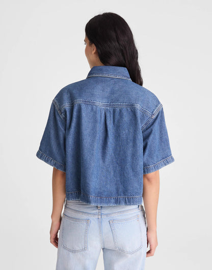 Boxy Crop Button-Up Shirt in Airy Denim Pickett Wash | Madewell