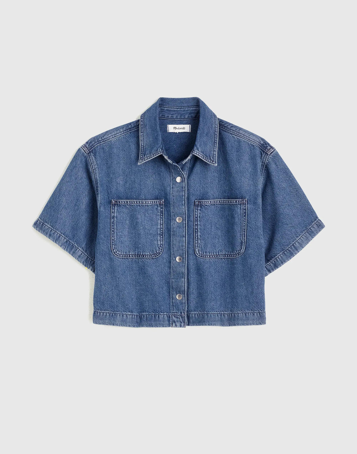 Boxy Crop Button-Up Shirt in Airy Denim Pickett Wash | Madewell