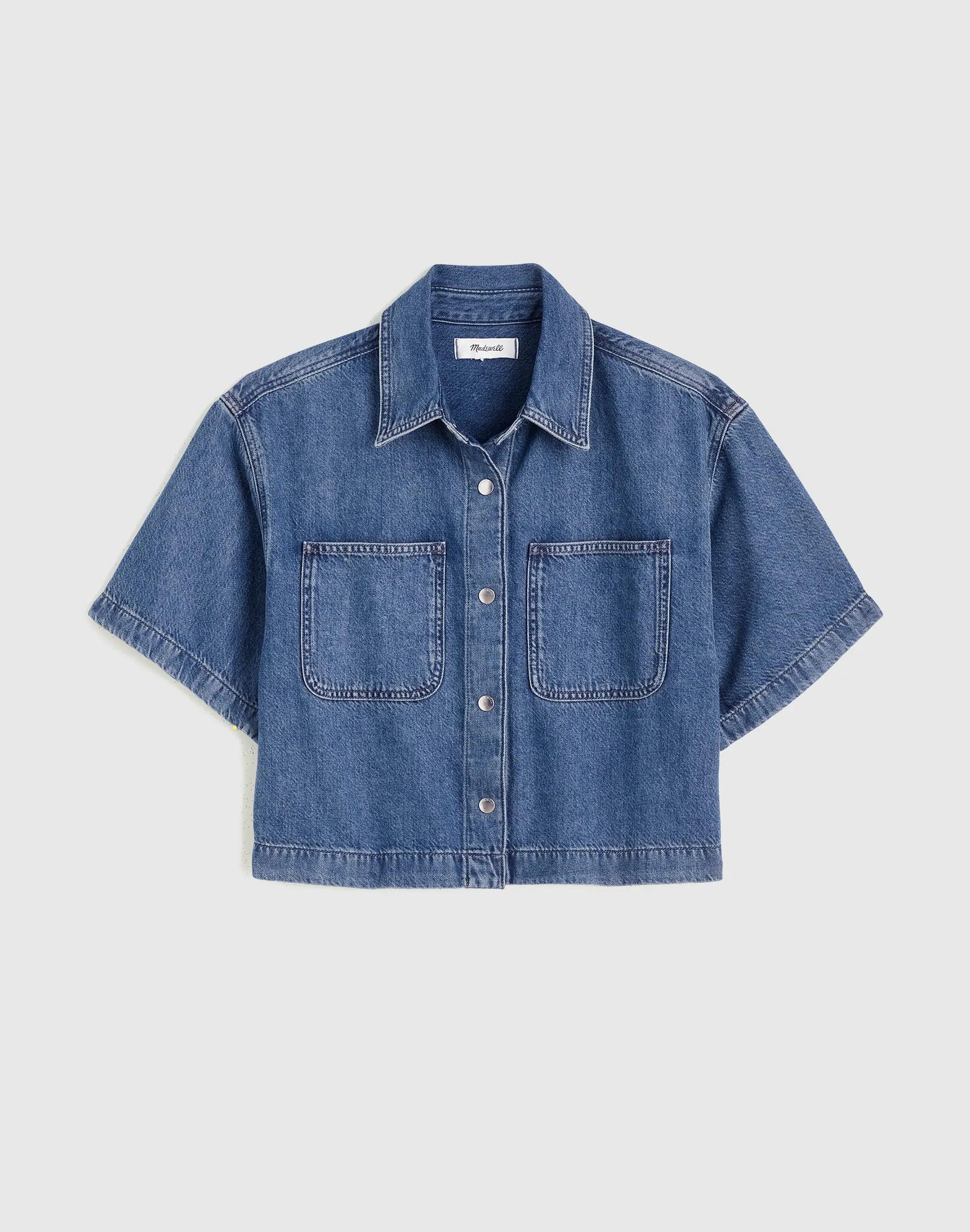 Boxy Crop Button-Up Shirt in Airy Denim Pickett Wash | Madewell