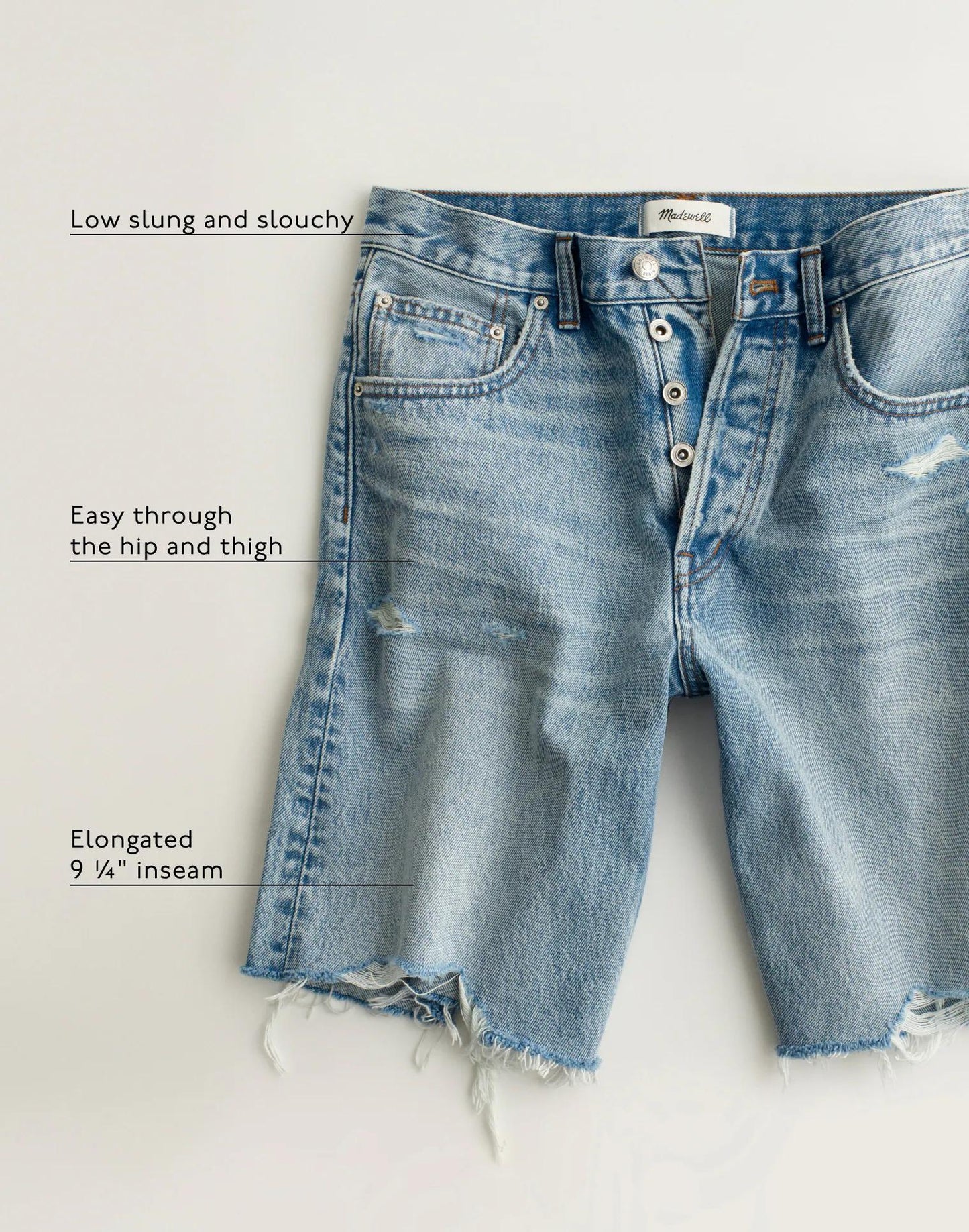 The Essex Long Baggy Short Retro Bright Wash | Madewell