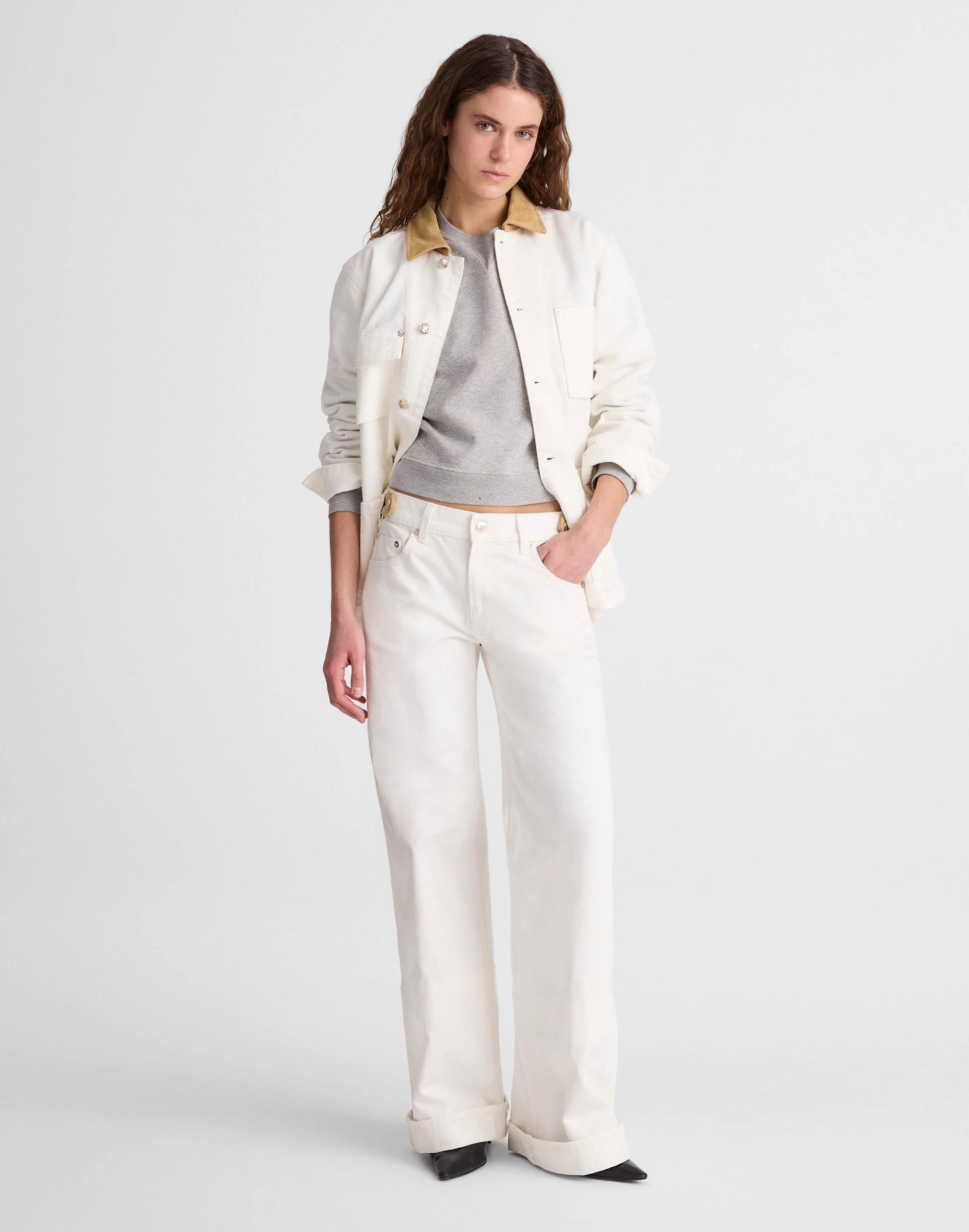 Madewell x Benjamin Talley Smith The Coolidge Low-Rise Wide-Leg Jean Chalk Wash | Madewell