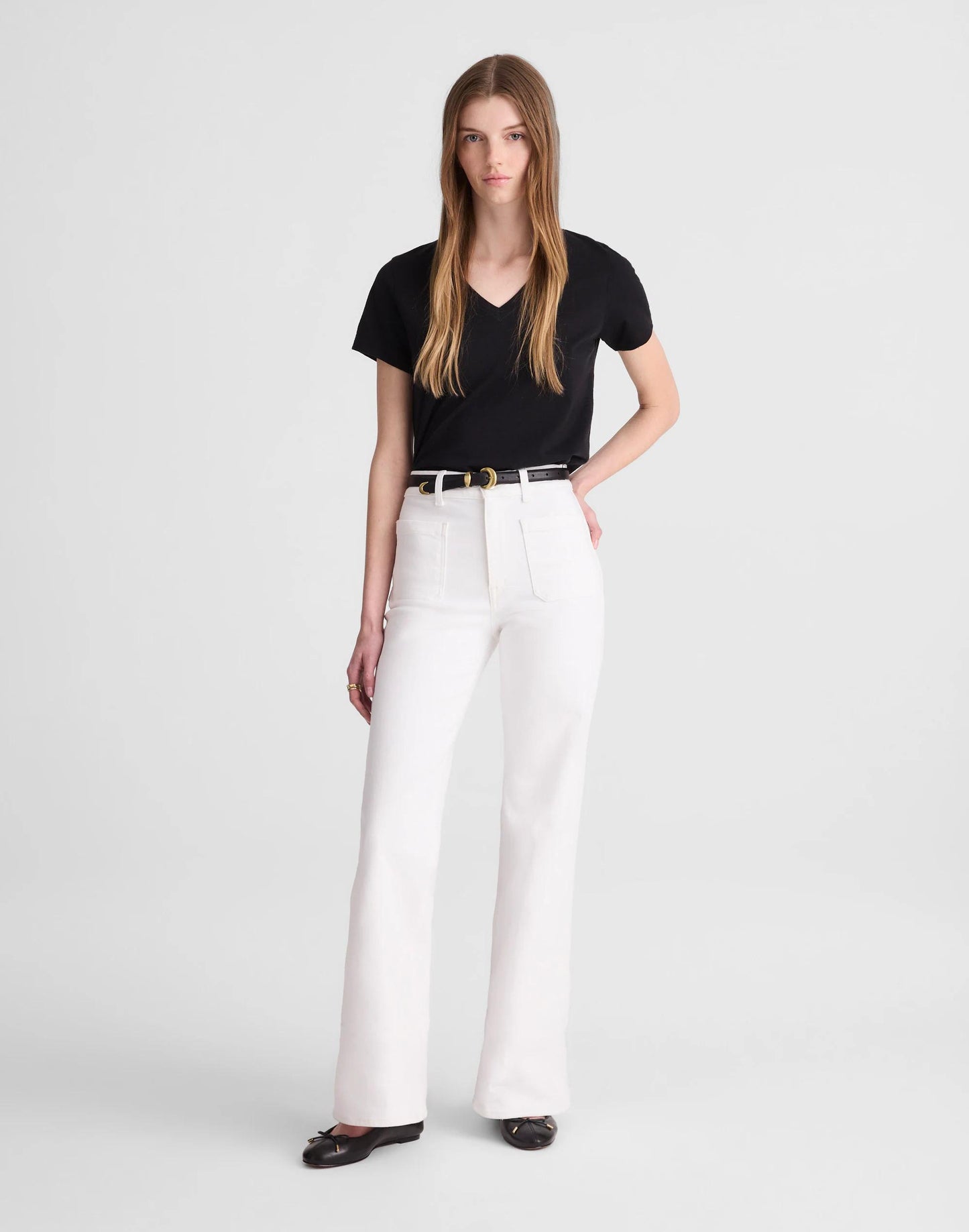 The Emmy Wide-Leg Jean in Super Stretch Denim Tile White | Madewell