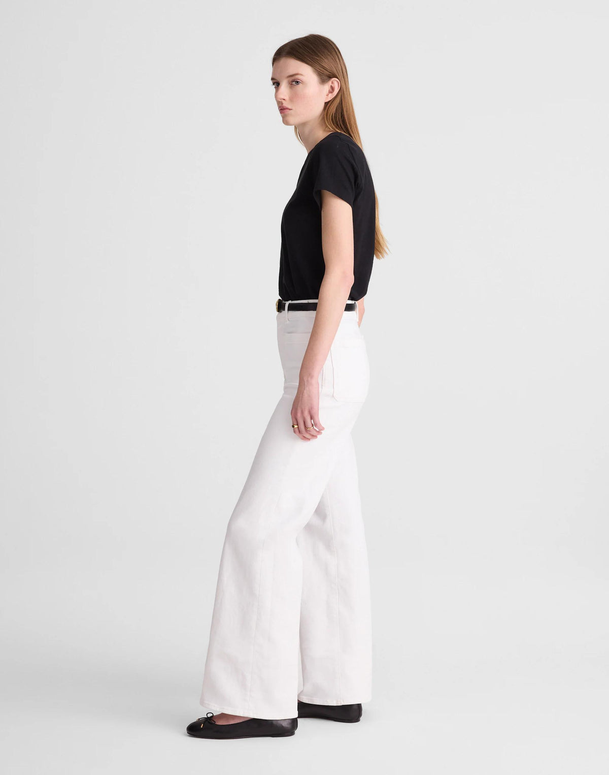 The Emmy Wide-Leg Jean in Super Stretch Denim Tile White | Madewell