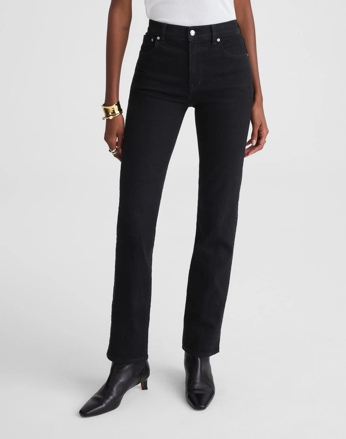 The Longline Straight Jean Black Frost | Madewell