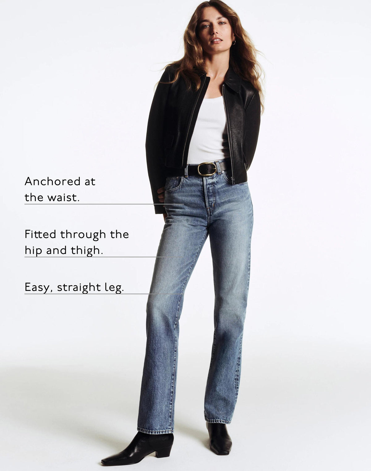 The Longline Straight Jean Black Frost | Madewell