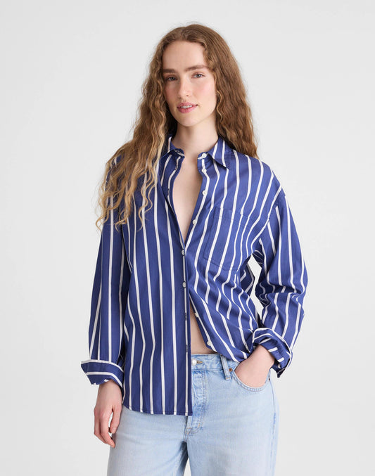 The Easy Shirt in Poplin Cool Navy | Madewell