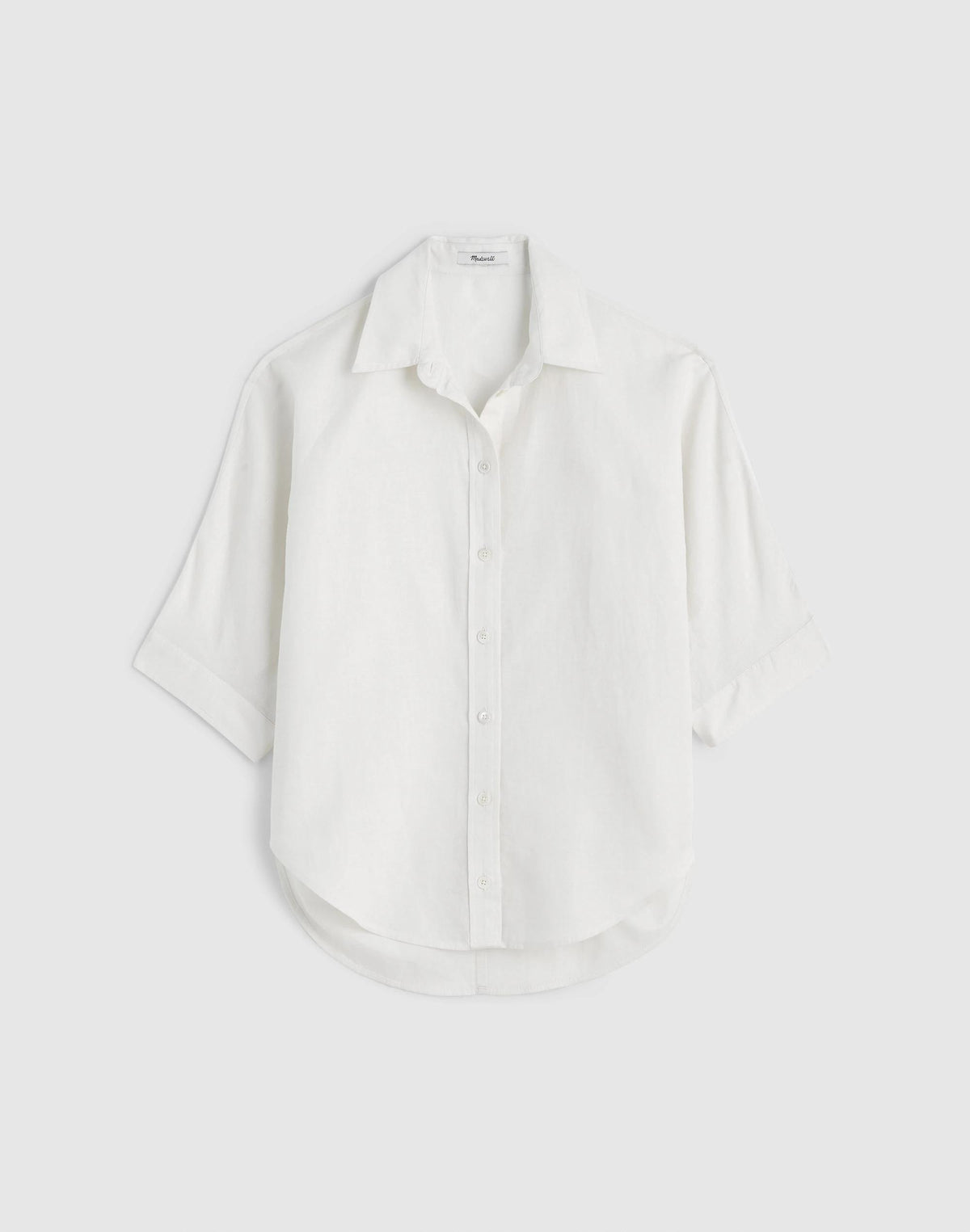 Relaxed Pleat-Sleeve Button-Up Shirt in Cotton-Linen Blend Ivory Linen | Madewell