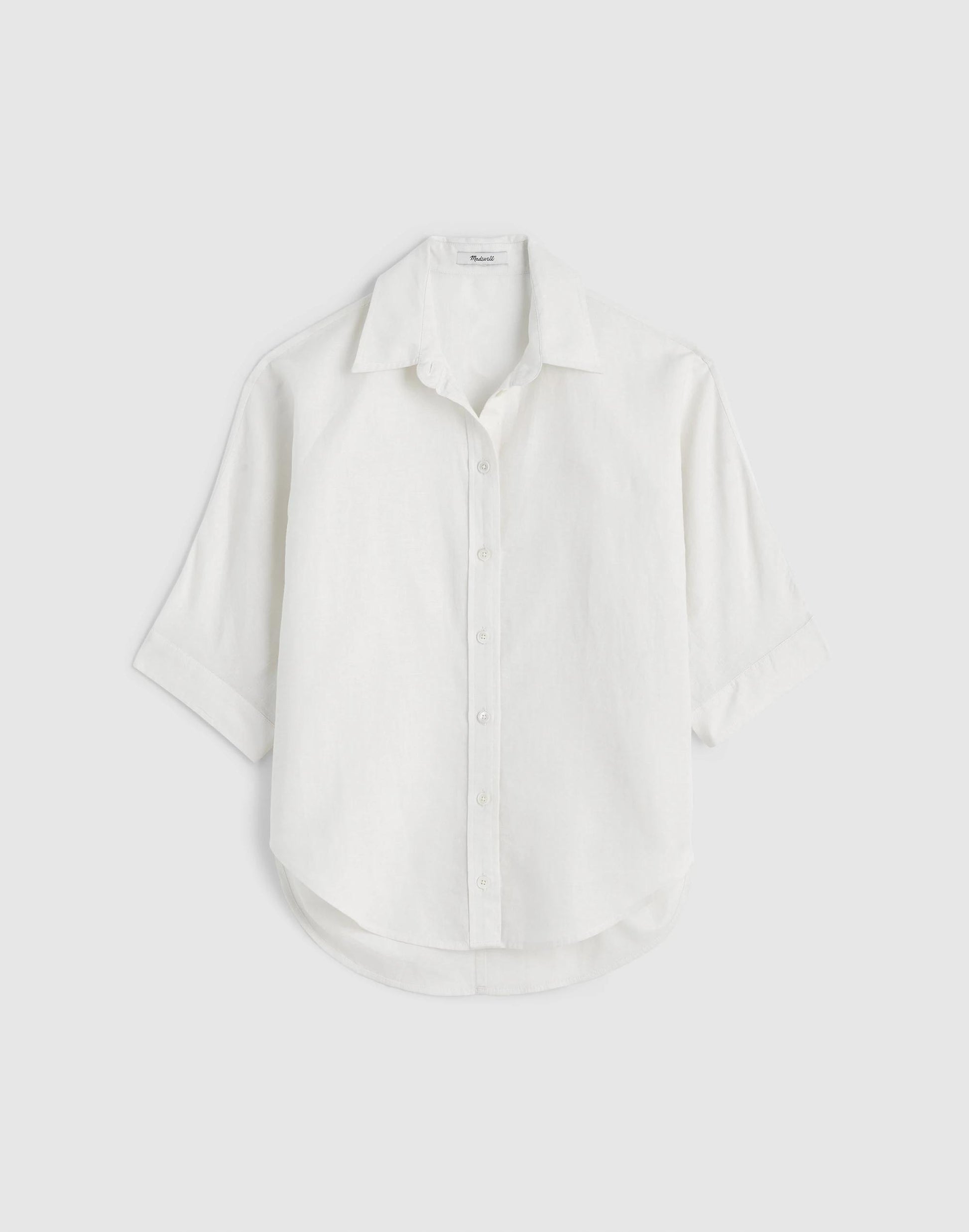 Relaxed Pleat-Sleeve Button-Up Shirt in Cotton-Linen Blend Ivory Linen | Madewell