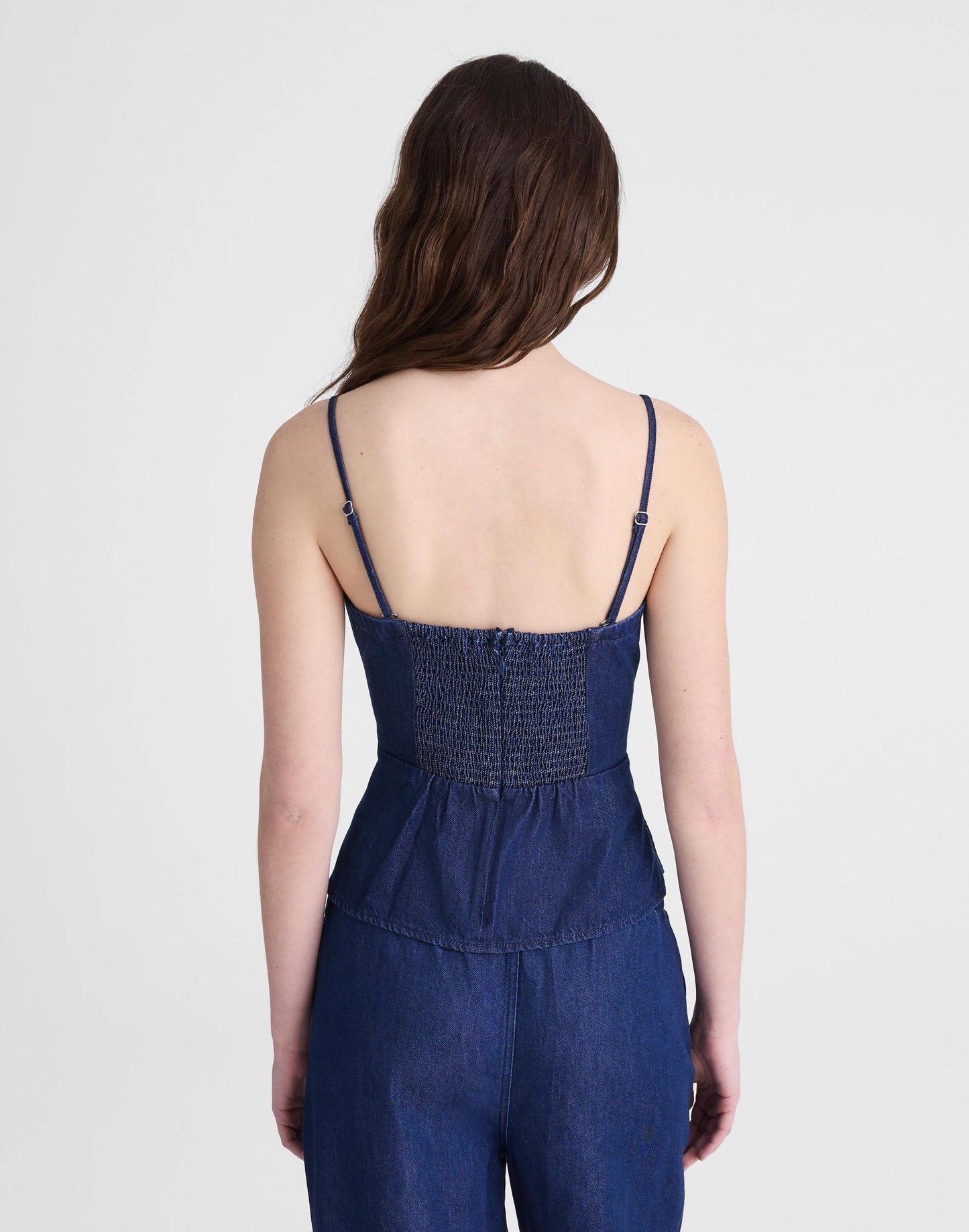 Airy Denim Ruched Squareneck Tank Nostalgic Blue | Madewell