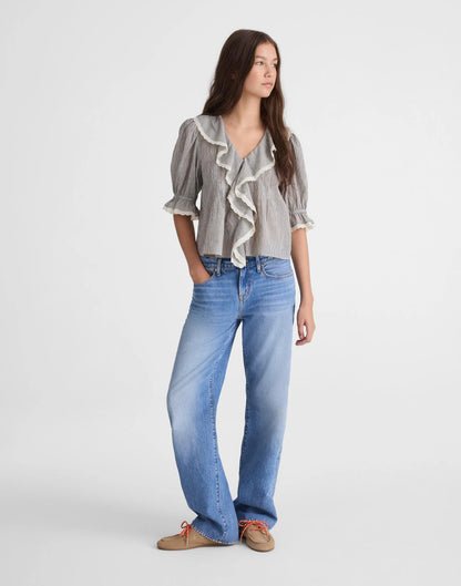 The Blaire Top Black And Ivory Micro Stripe | Madewell