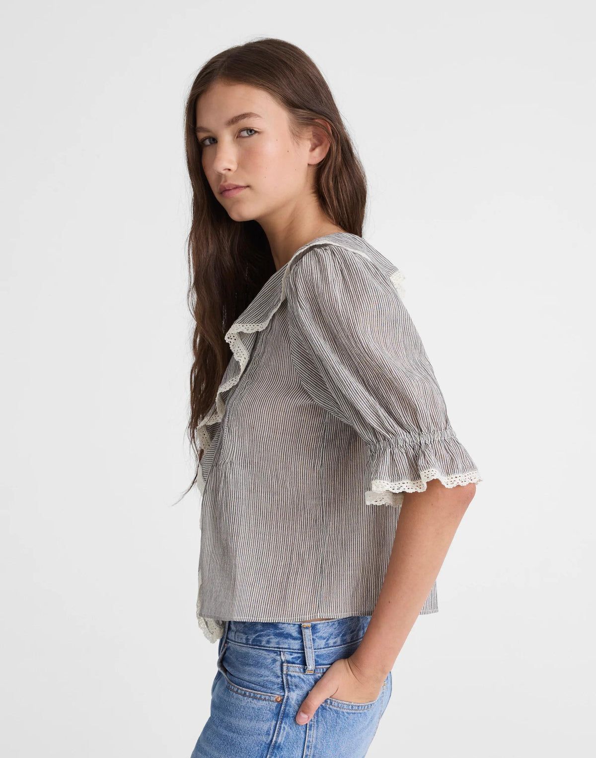 The Blaire Top Black And Ivory Micro Stripe | Madewell