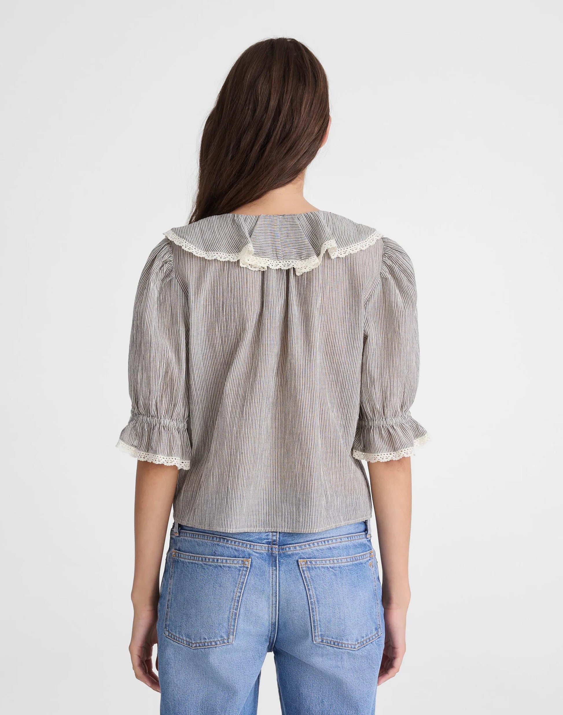 The Blaire Top Black And Ivory Micro Stripe | Madewell