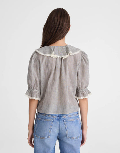 The Blaire Top Black And Ivory Micro Stripe | Madewell