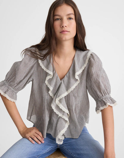 The Blaire Top Black And Ivory Micro Stripe | Madewell