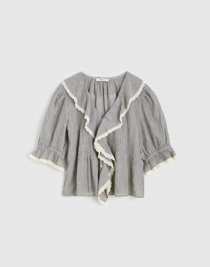 The Blaire Top Black And Ivory Micro Stripe | Madewell