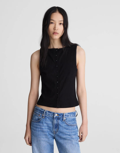 Ribbed Crewneck Shell Top Jet Black | Madewell
