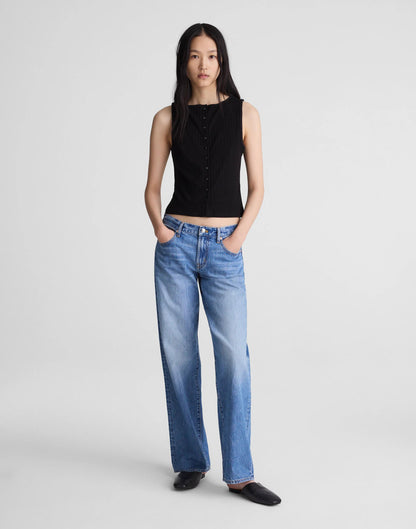 Ribbed Crewneck Shell Top Jet Black | Madewell