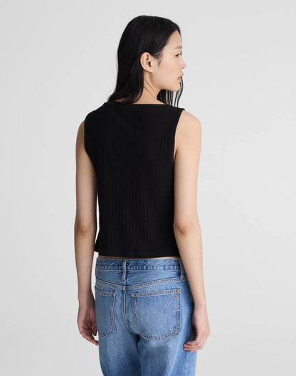 Ribbed Crewneck Shell Top Jet Black | Madewell