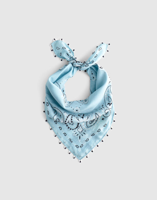 Beaded Bandana in Cotton Blend Frosted Sky | Madewell