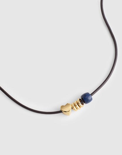 Semiprecious Charm Leather Choker Necklace Dark Carob | Madewell