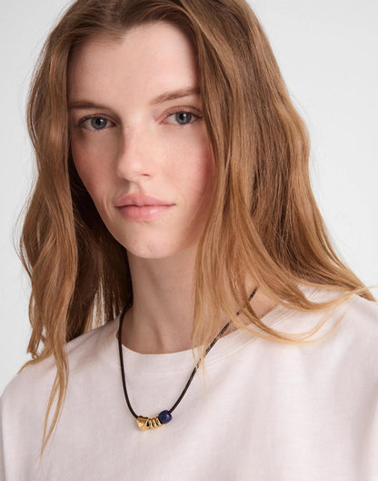 Semiprecious Charm Leather Choker Necklace Dark Carob | Madewell