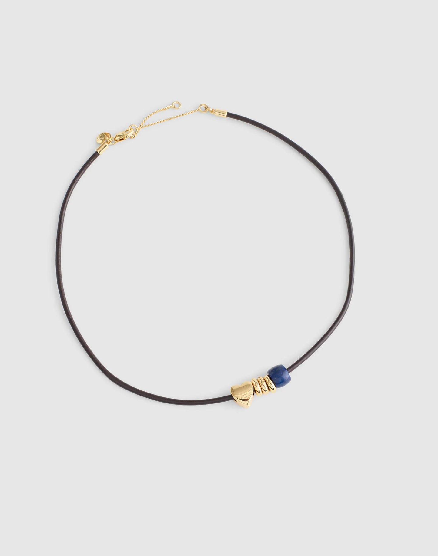 Semiprecious Charm Leather Choker Necklace Dark Carob | Madewell