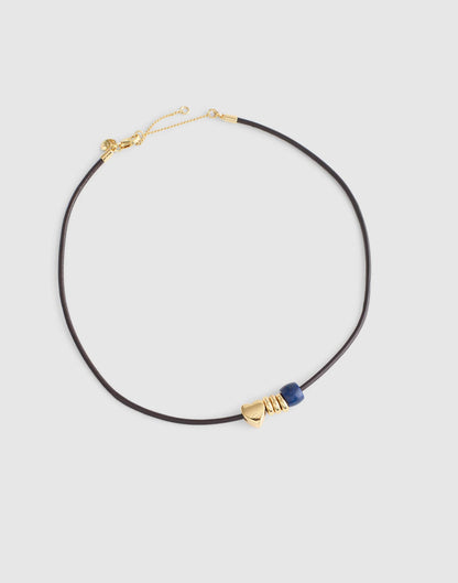 Semiprecious Charm Leather Choker Necklace Dark Carob | Madewell