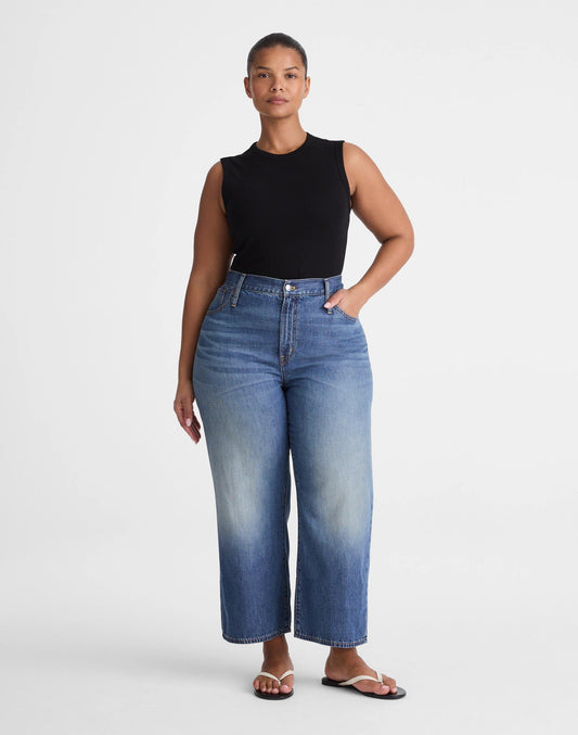The Plus Perfect Vintage Wide-Leg Crop Jean in Airy Denim Solstice Wash | Madewell
