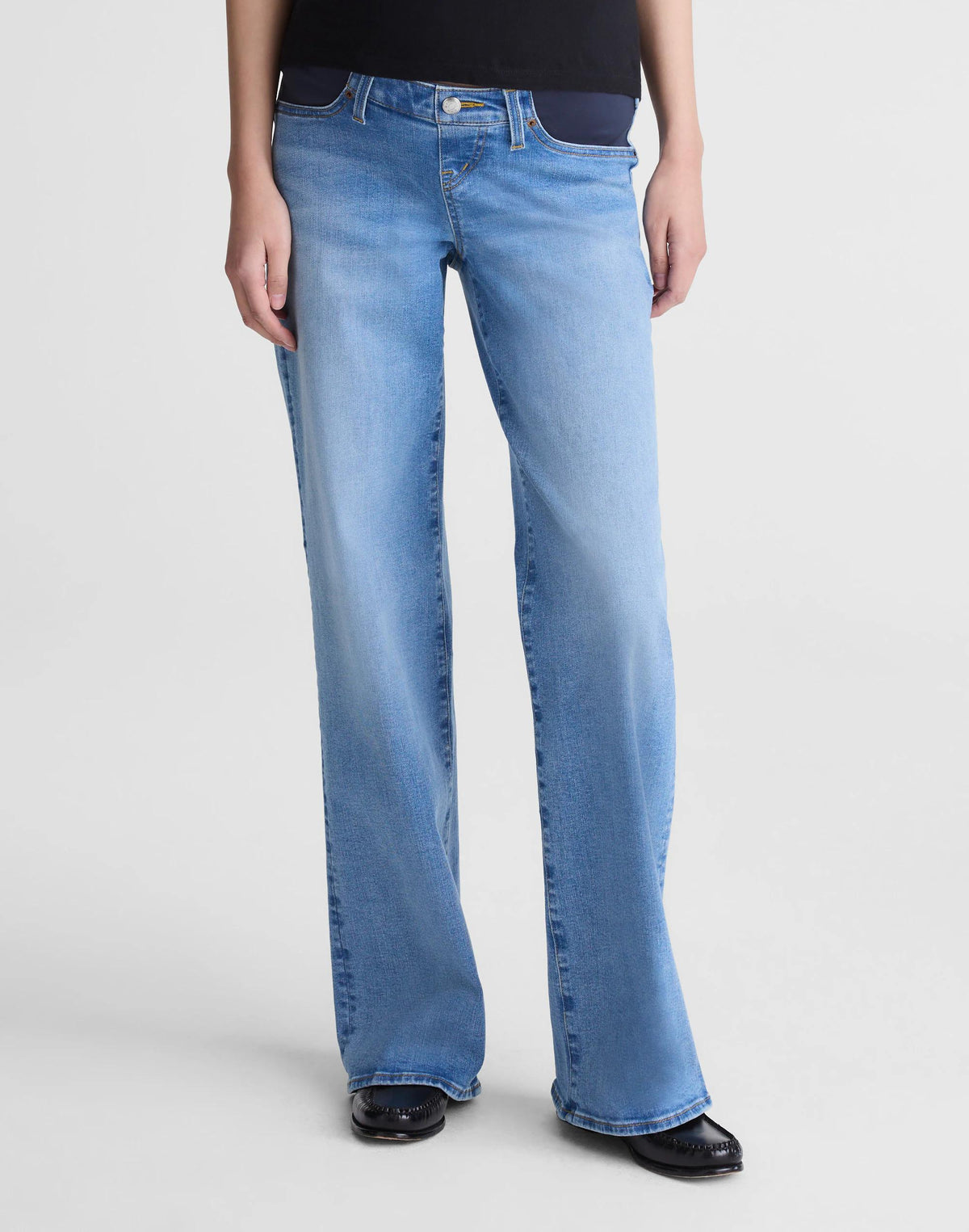 The Maternity Wide-Leg Jean in Super Stretch Denim Coastal Blue Wash | Madewell