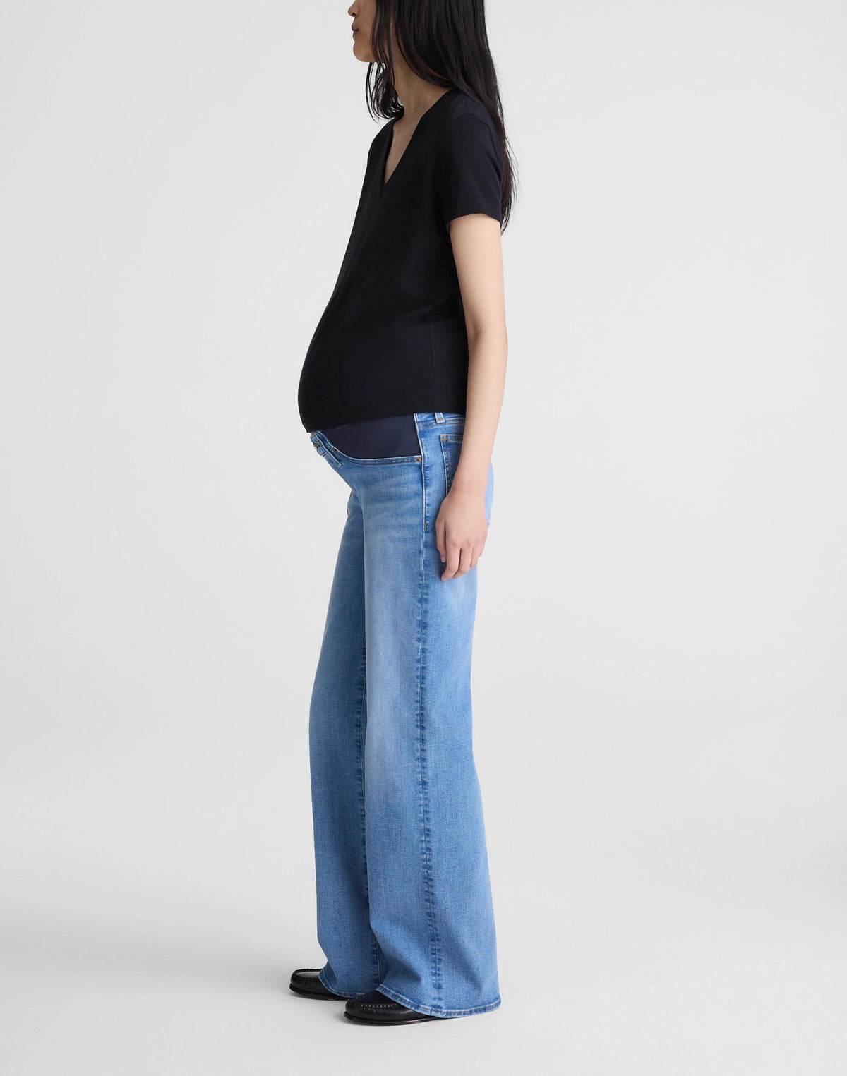 The Maternity Wide-Leg Jean in Super Stretch Denim Coastal Blue Wash | Madewell