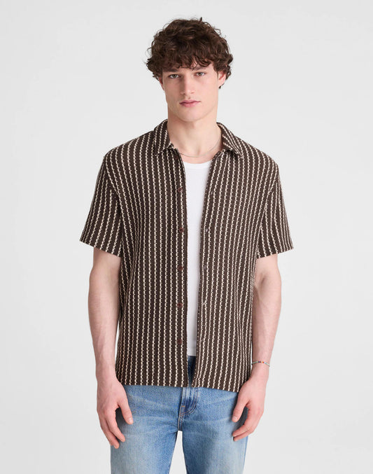 Textured-Knit Short-Sleeve Shirt Chocolate | Madewell