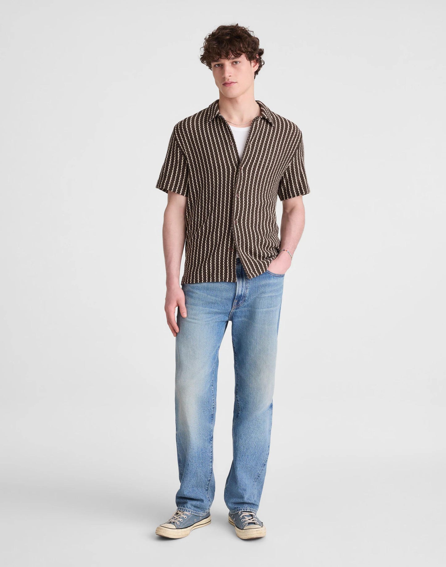 Textured-Knit Short-Sleeve Shirt Chocolate | Madewell