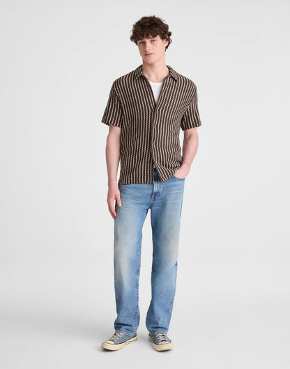 Textured-Knit Short-Sleeve Shirt Chocolate | Madewell