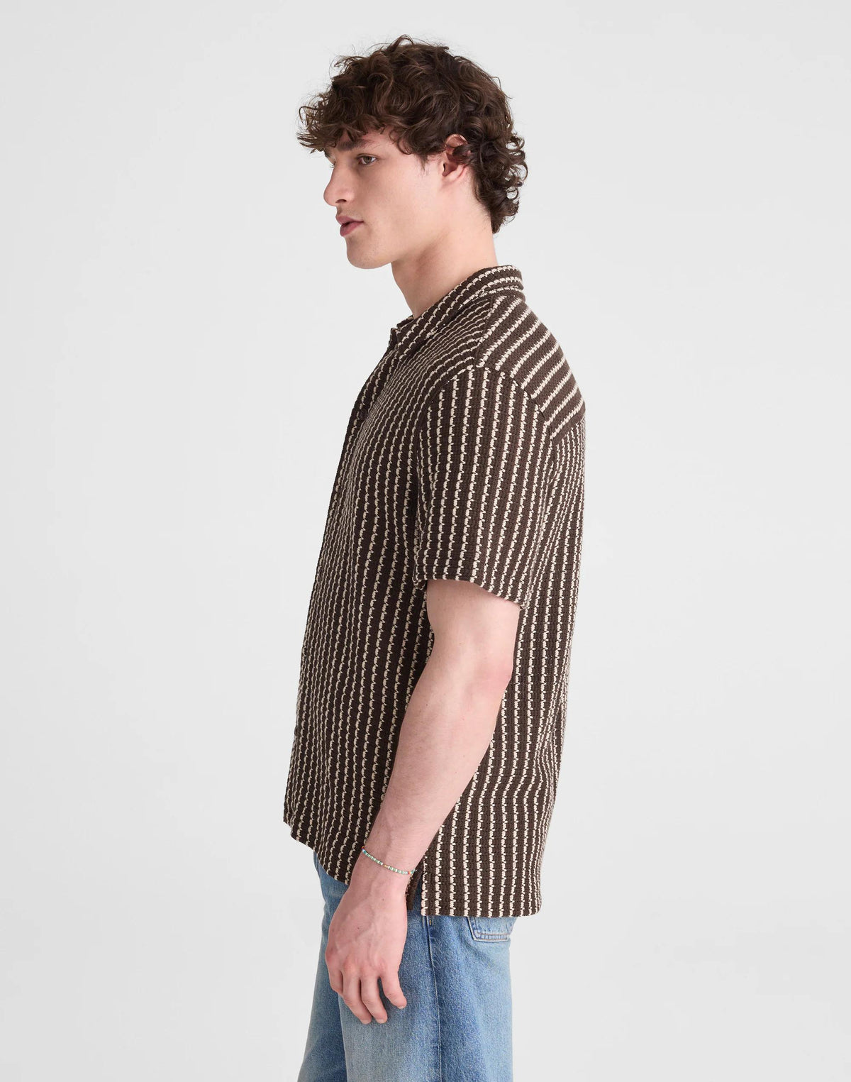 Textured-Knit Short-Sleeve Shirt Chocolate | Madewell